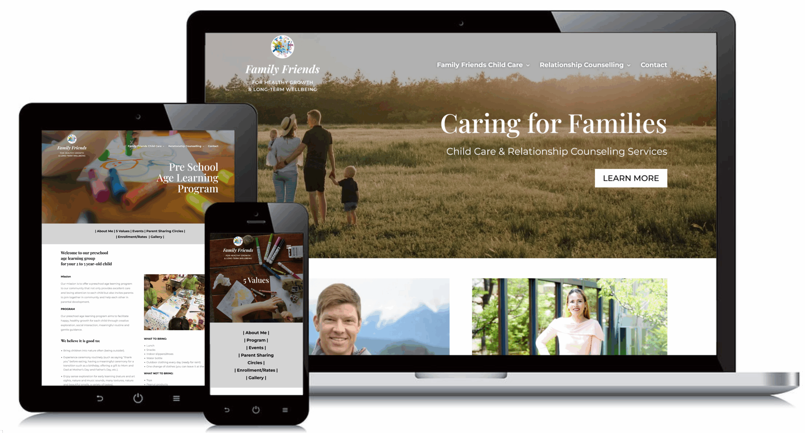 web site mock up family friends new