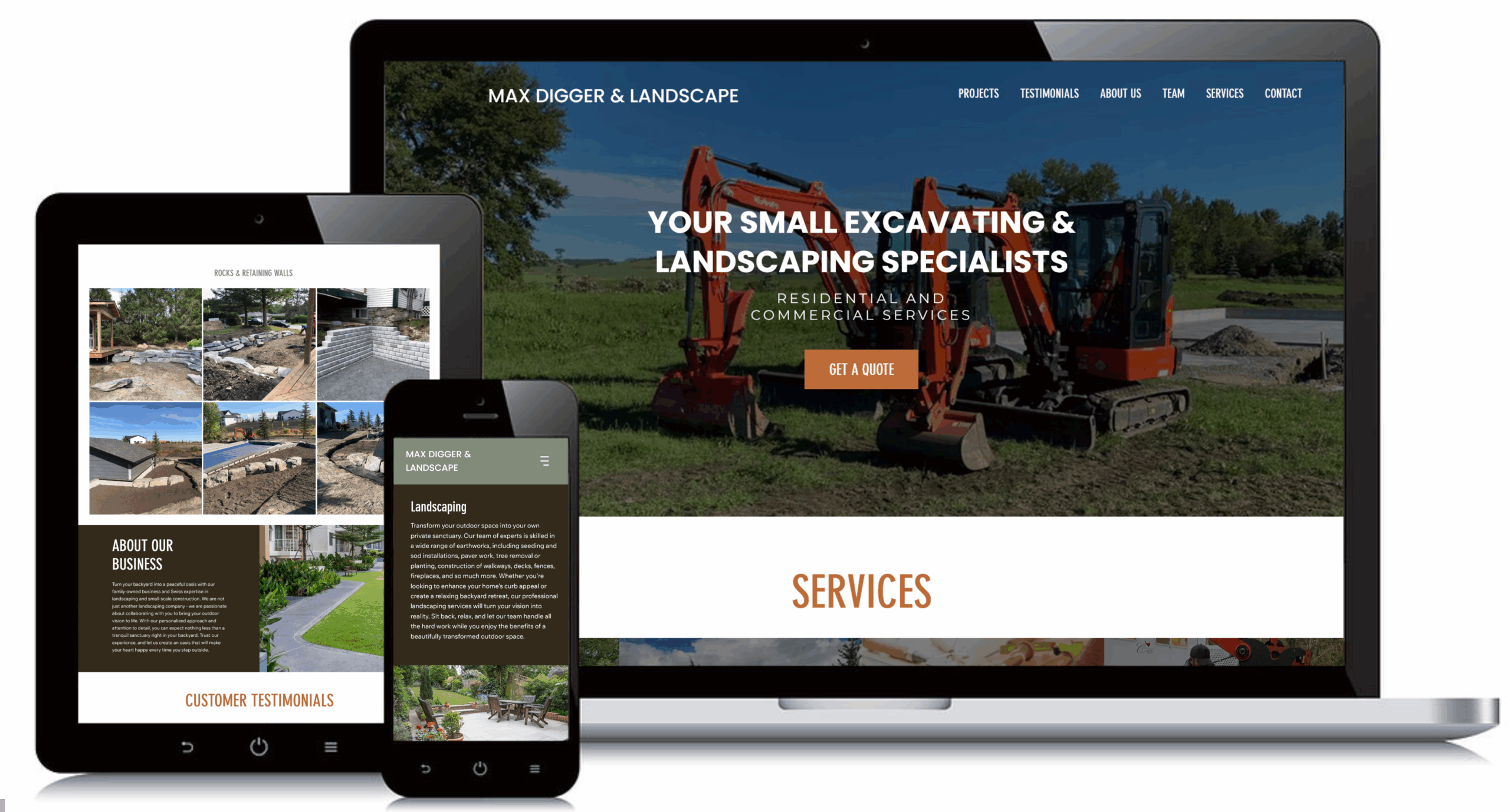 web site mock up max digger